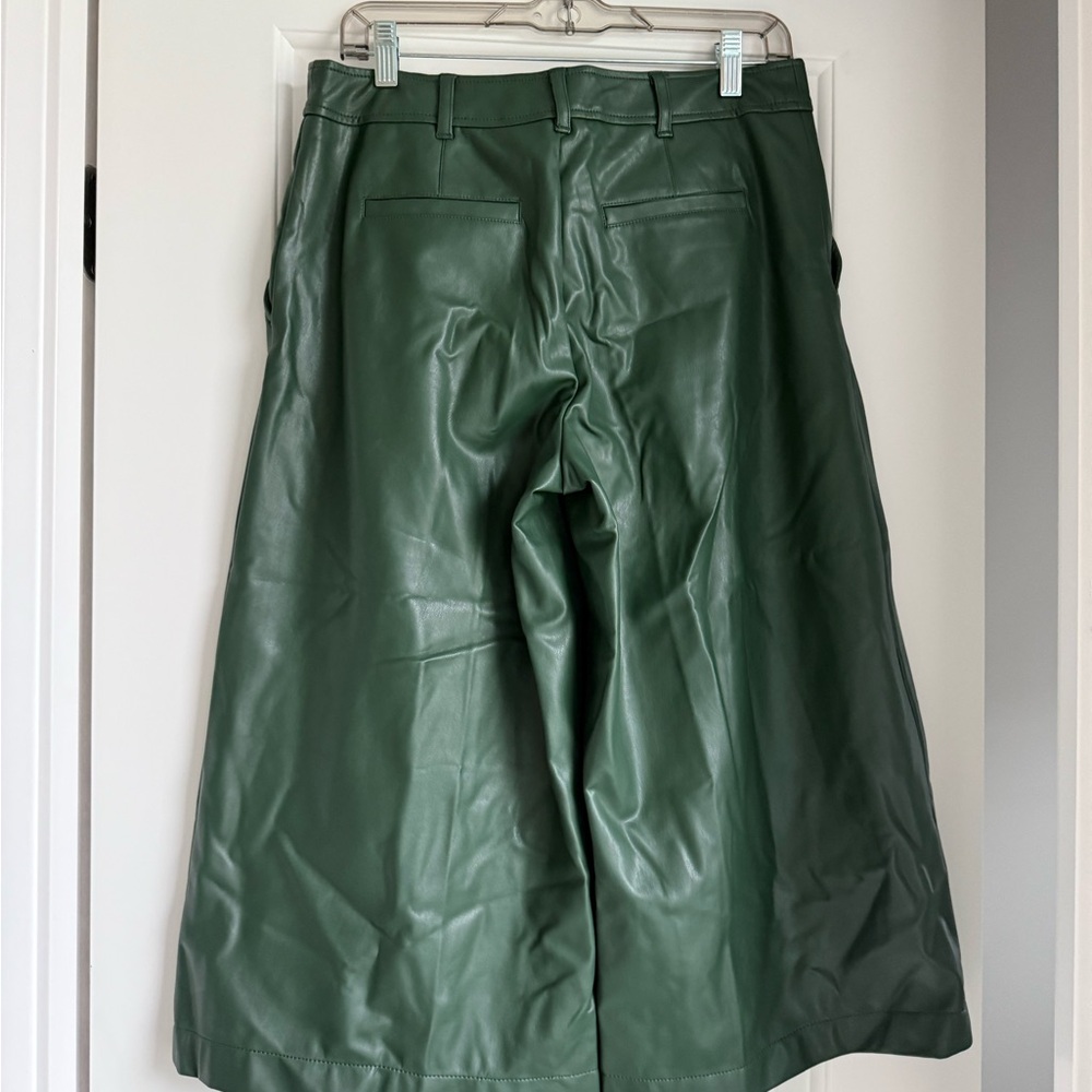 Anthro Green Faux Leather cropped pants - Picture 3 of 5